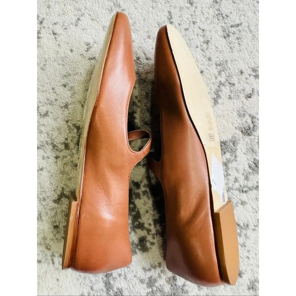 Larroudé Blair Leather Caramel Mary Jane Ballet Flat - Picture 4 of 7